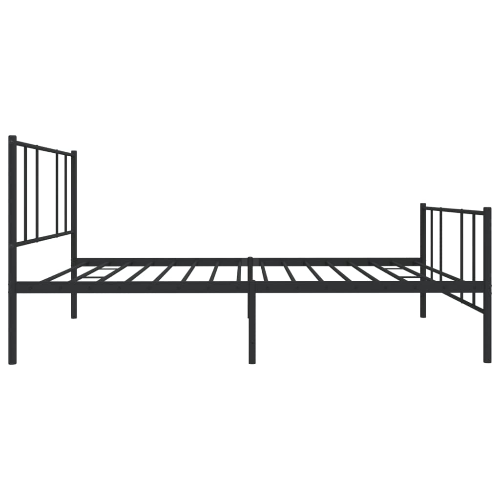 Kovový Rám Postele S Hlavovým A Nožním Čelem Černý 100 X 200 Cm