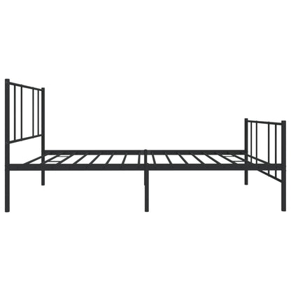 Kovový Rám Postele S Hlavovým A Nožním Čelem Černý 100 X 200 Cm