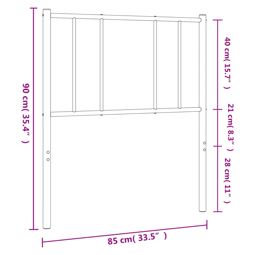 Kovové Náhradní Čelo Postele Černé 80 Cm