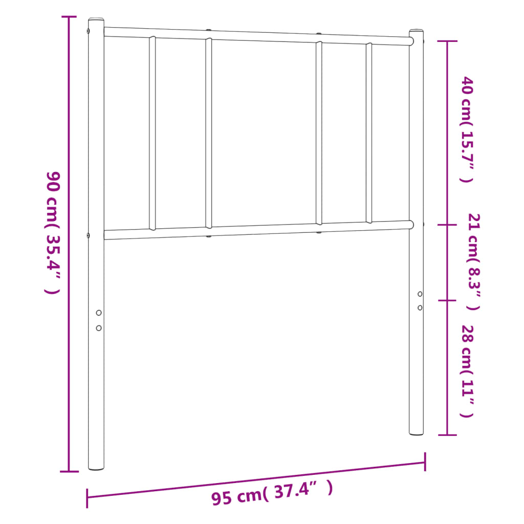 Kovové Náhradní Čelo Postele Černé 90 Cm