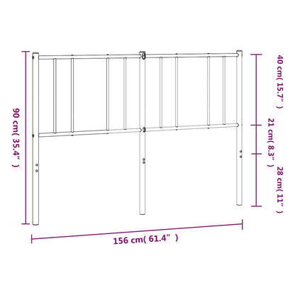 Kovové Náhradní Čelo Postele Černé 150 Cm