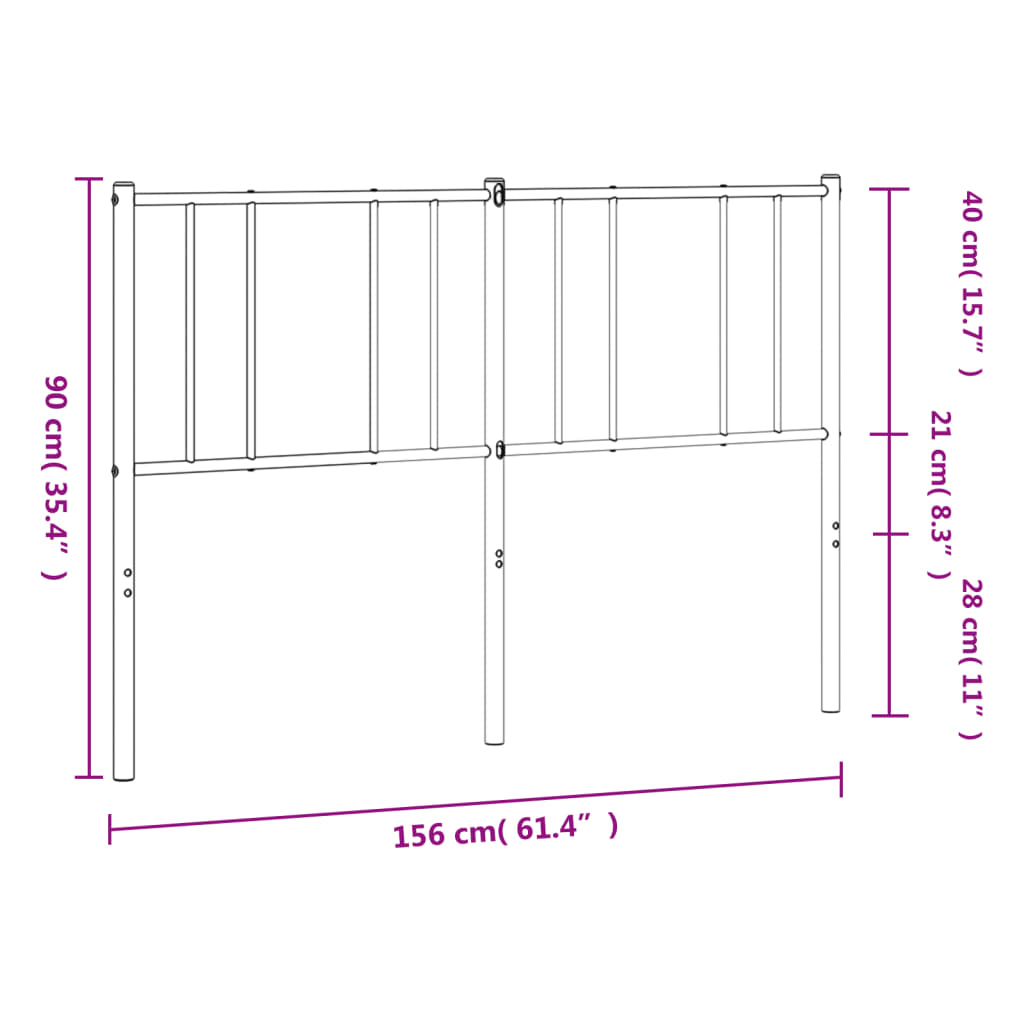 Kovové Náhradní Čelo Postele Bílé 150 Cm