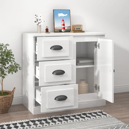 Příborník Bílý Vysoký Lesk 70 X 35,5 X 67,5 Cm Kompozitní Dřevo