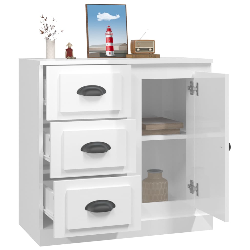 Příborník Bílý Vysoký Lesk 70 X 35,5 X 67,5 Cm Kompozitní Dřevo