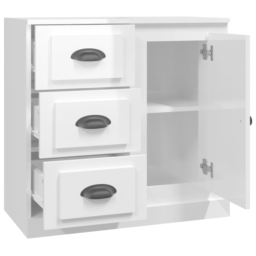 Příborník Bílý Vysoký Lesk 70 X 35,5 X 67,5 Cm Kompozitní Dřevo