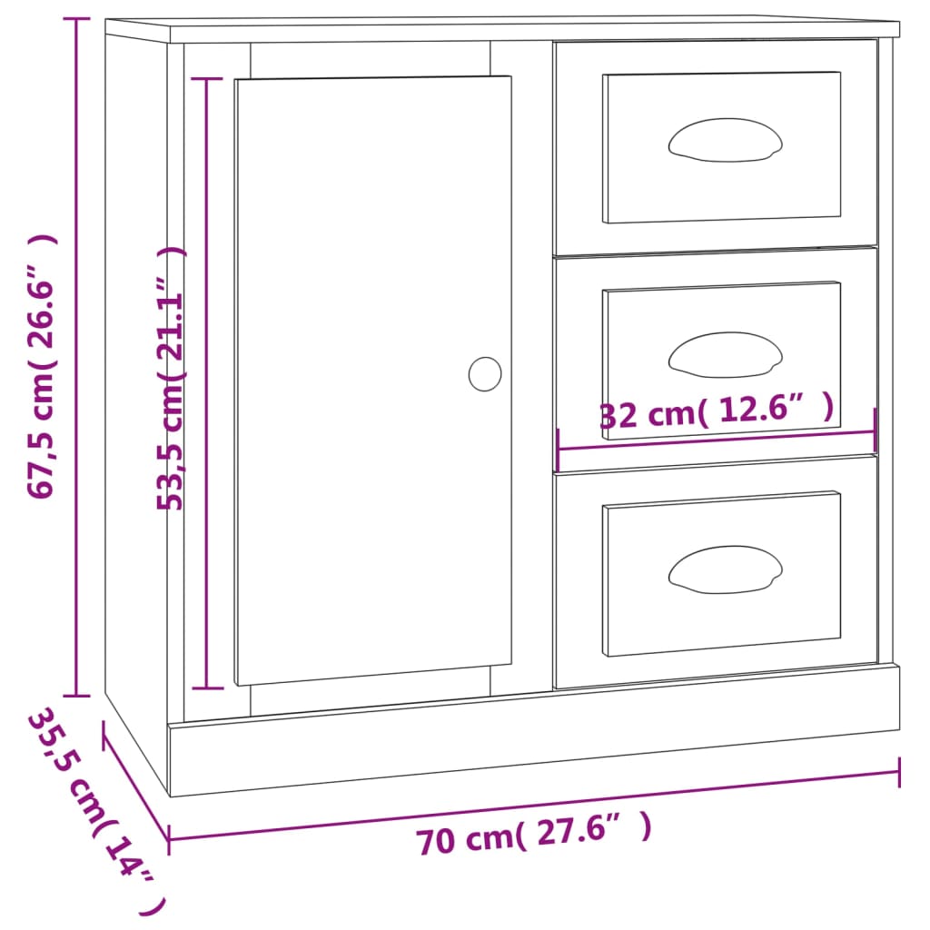 Příborník Bílý Vysoký Lesk 70 X 35,5 X 67,5 Cm Kompozitní Dřevo