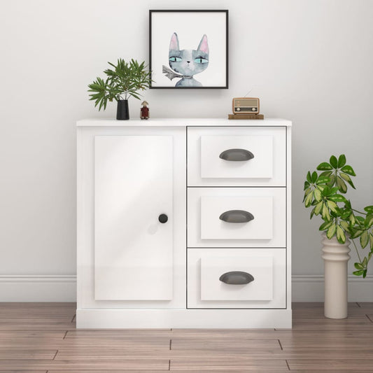 Příborník Bílý Vysoký Lesk 70 X 35,5 X 67,5 Cm Kompozitní Dřevo