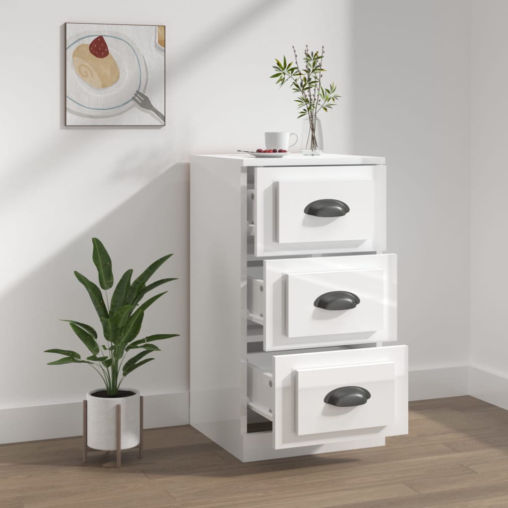 Příborník Bílý S Vysokým Leskem 36X35,5X67,5Cm Kompozitní Dřevo