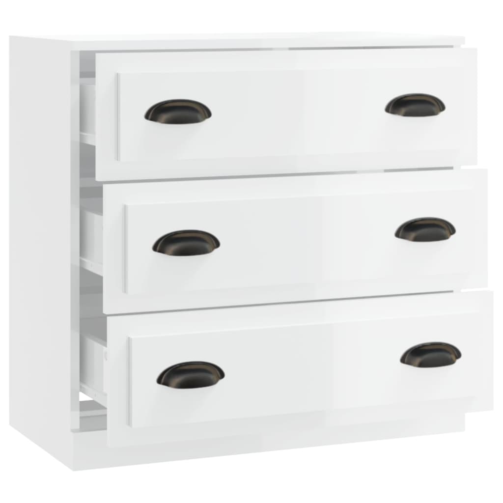 Příborník Bílý Vysoký Lesk 70 X 35,5 X 67,5 Cm Kompozitní Dřevo