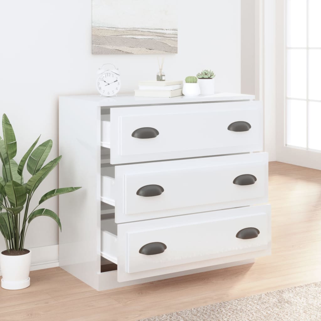Příborník Bílý Vysoký Lesk 70 X 35,5 X 67,5 Cm Kompozitní Dřevo