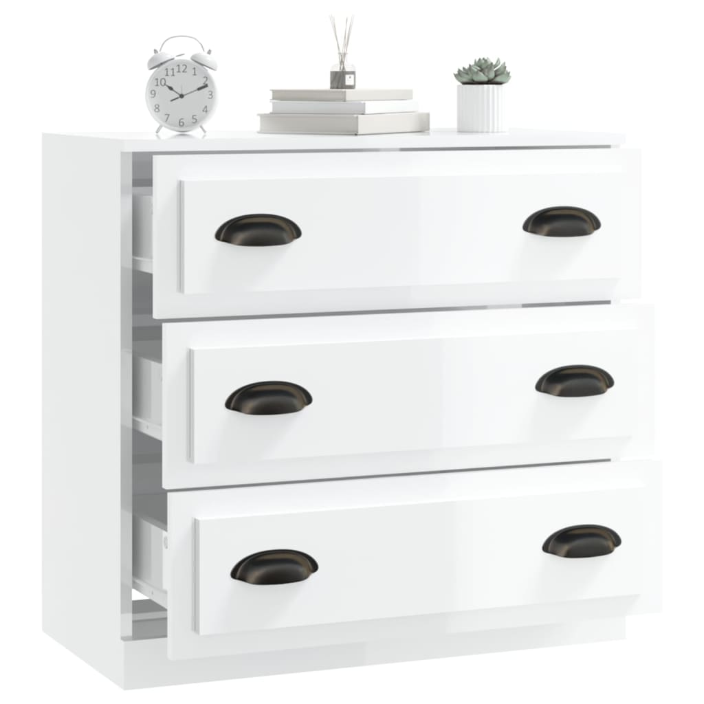 Příborník Bílý Vysoký Lesk 70 X 35,5 X 67,5 Cm Kompozitní Dřevo