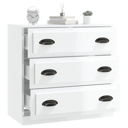 Příborník Bílý Vysoký Lesk 70 X 35,5 X 67,5 Cm Kompozitní Dřevo