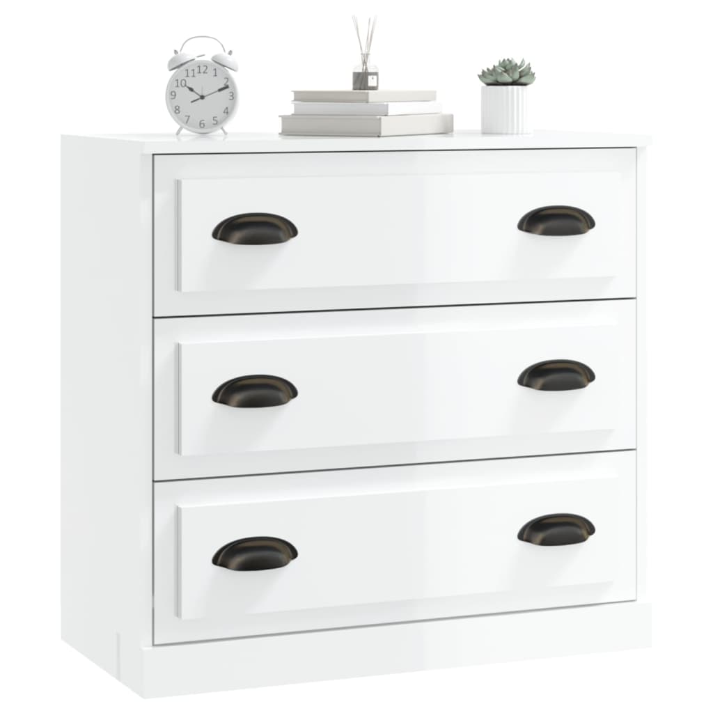 Příborník Bílý Vysoký Lesk 70 X 35,5 X 67,5 Cm Kompozitní Dřevo