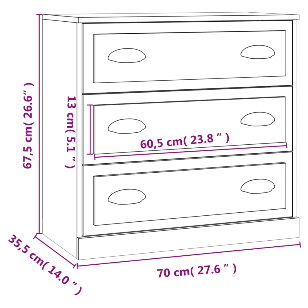 Příborník Bílý Vysoký Lesk 70 X 35,5 X 67,5 Cm Kompozitní Dřevo