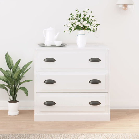 Příborník Bílý Vysoký Lesk 70 X 35,5 X 67,5 Cm Kompozitní Dřevo