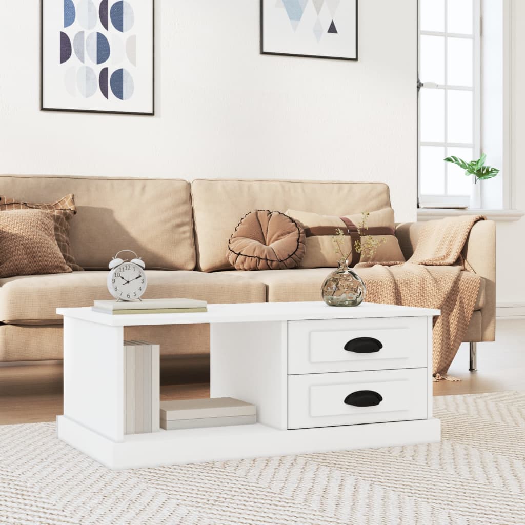 Konferenční Stolek Bílý S Leskem 90X50X35 Cm Kompozitní Dřevo