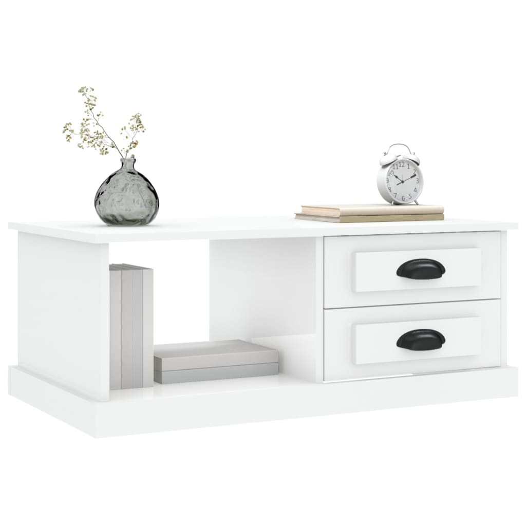 Konferenční Stolek Bílý S Leskem 90X50X35 Cm Kompozitní Dřevo