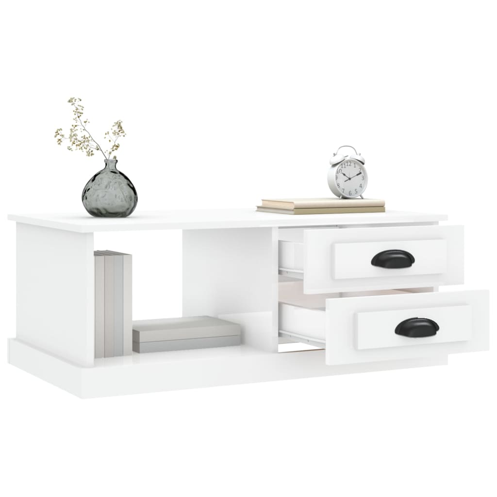 Konferenční Stolek Bílý S Leskem 90X50X35 Cm Kompozitní Dřevo