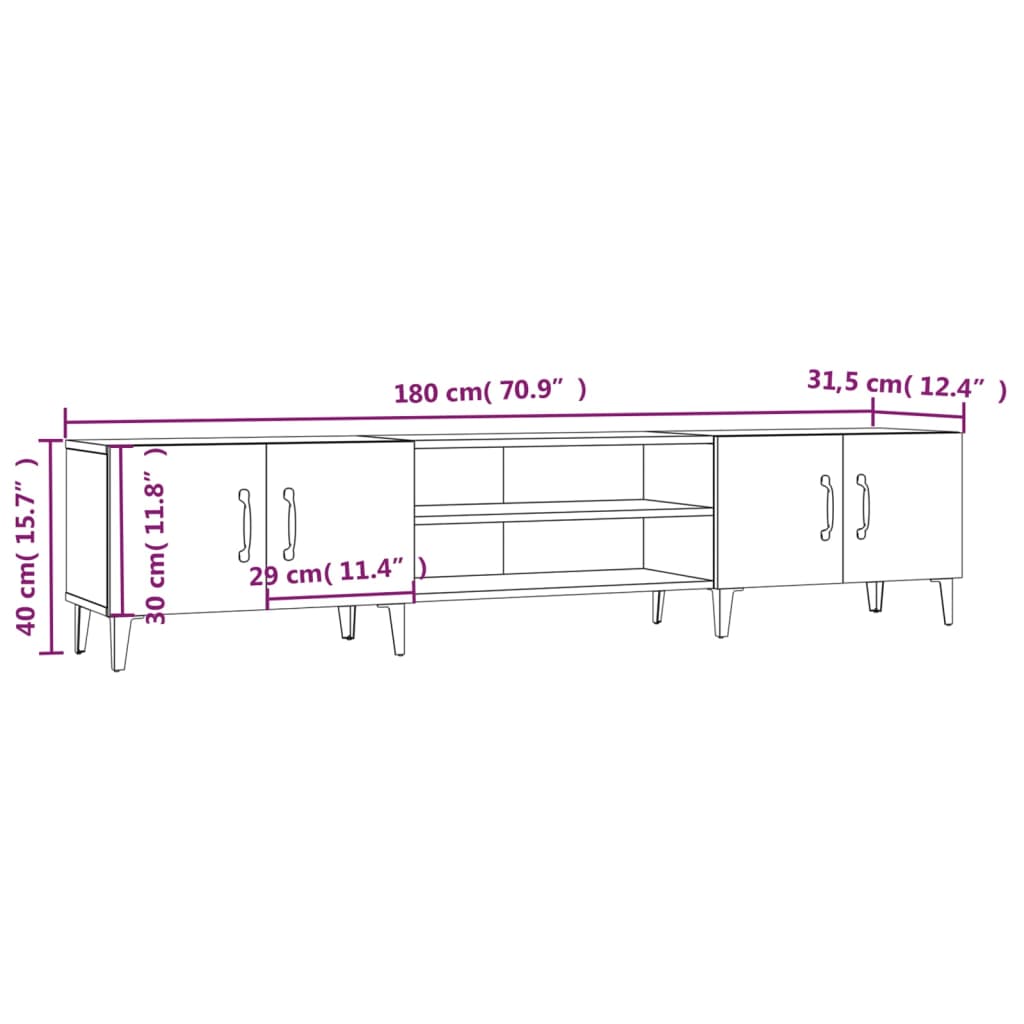 Tv Skříňka Betonově Šedá 180 X 31,5 X 40 Cm Kompozitní Dřevo