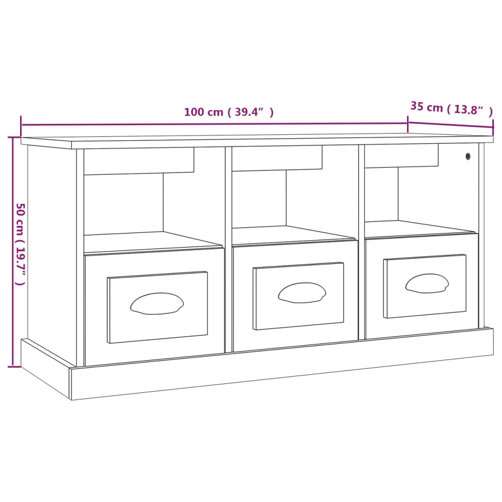 Tv Skříňka 100 X 35 X 50 Cm Kompozitní Dřevo