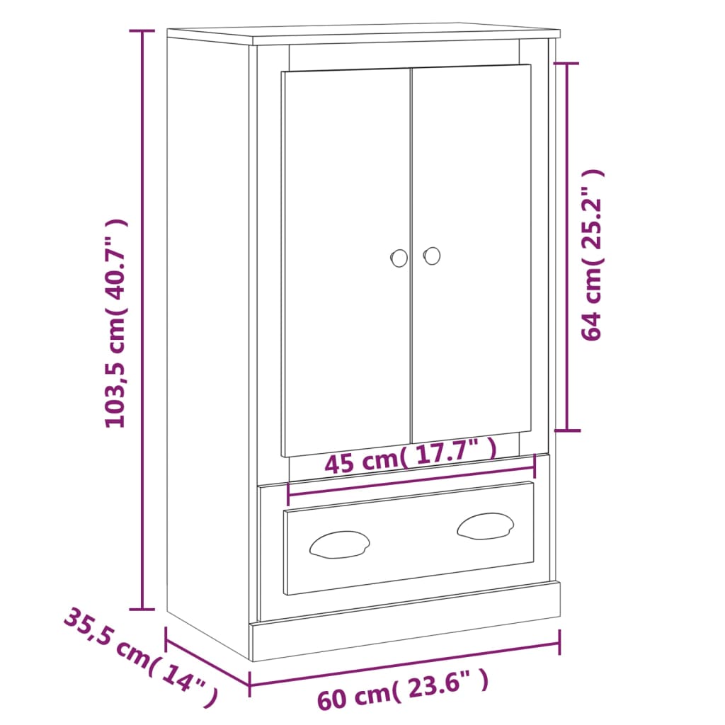 Skříň Highboard Betonově Šedá 60X35,5X103,5 Cm Kompozitní Dřevo