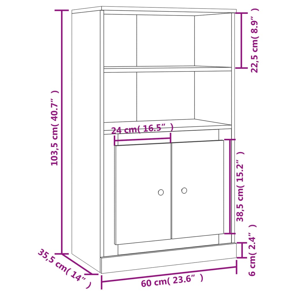 Skříň Highboard Betonově Šedá 60X35,5X103,5 Cm Kompozitní Dřevo