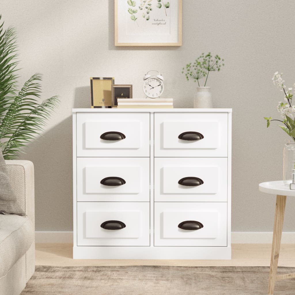 Příborník Bílý Vysoký Lesk 70 X 35,5 X 67,5 Cm Kompozitní Dřevo