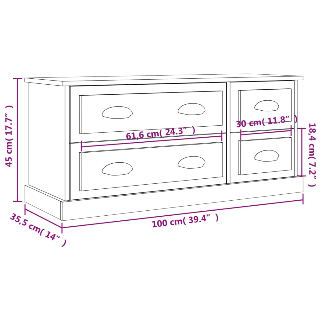 Tv Skříňka 100 X 35,5 X 45 Cm Kompozitní Dřevo