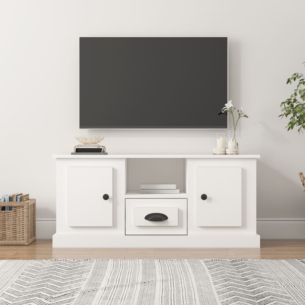 Tv Skříňka Bílá Vysoký Lesk 100 X 35,5 X 45 Cm Kompozitní Dřevo