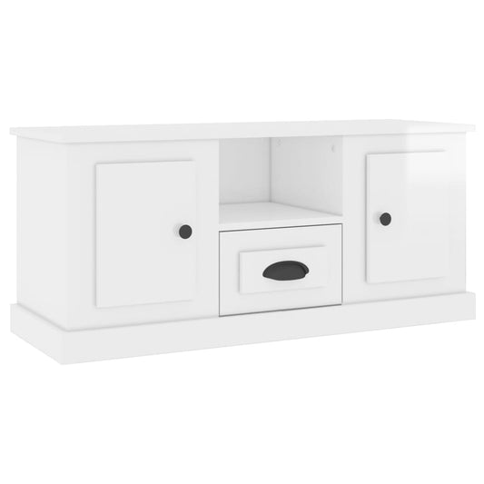 Tv Skříňka Bílá Vysoký Lesk 100 X 35,5 X 45 Cm Kompozitní Dřevo