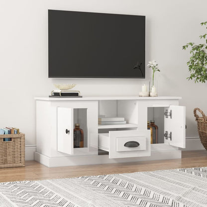 Tv Skříňka Bílá Vysoký Lesk 100 X 35,5 X 45 Cm Kompozitní Dřevo