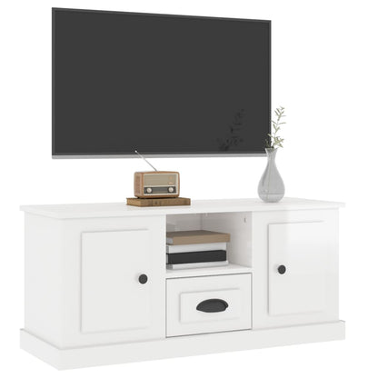 Tv Skříňka Bílá Vysoký Lesk 100 X 35,5 X 45 Cm Kompozitní Dřevo