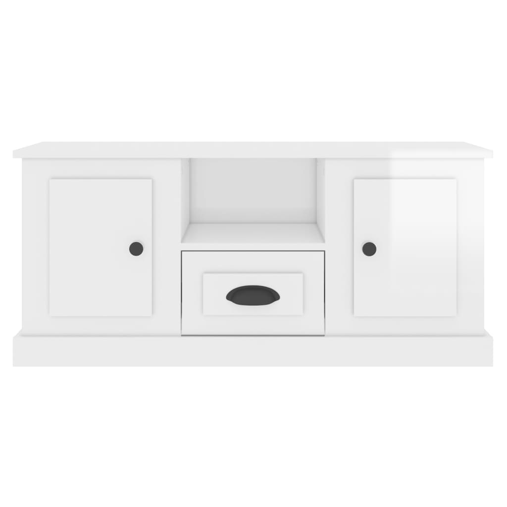 Tv Skříňka Bílá Vysoký Lesk 100 X 35,5 X 45 Cm Kompozitní Dřevo