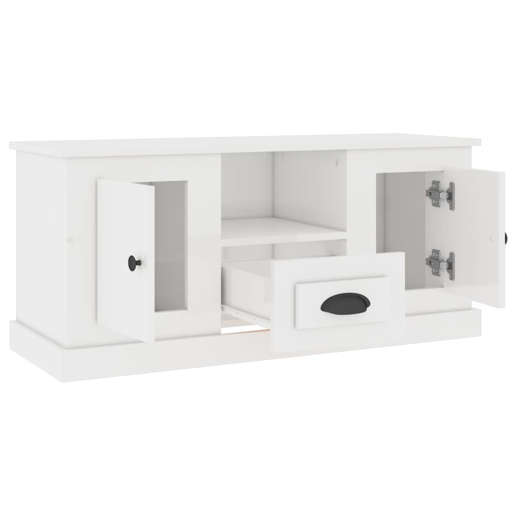 Tv Skříňka Bílá Vysoký Lesk 100 X 35,5 X 45 Cm Kompozitní Dřevo