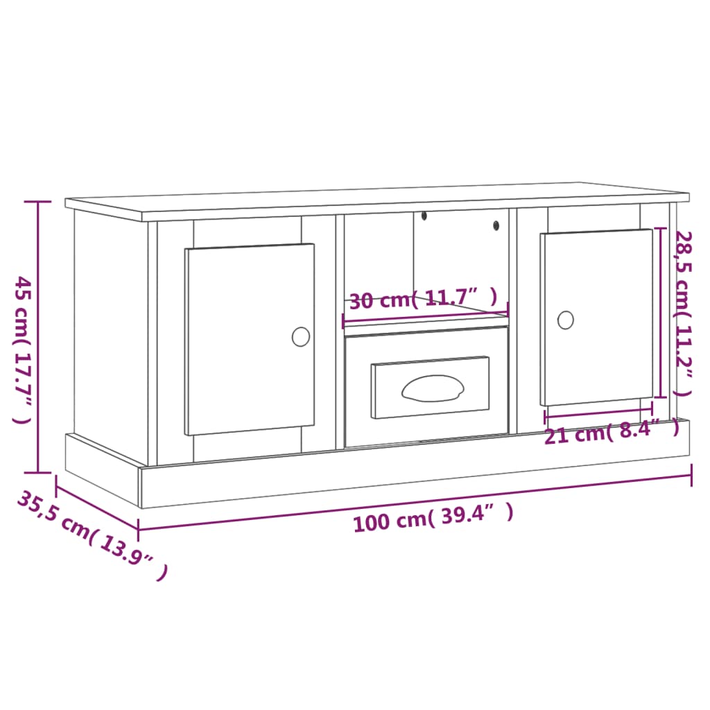Tv Skříňka Bílá Vysoký Lesk 100 X 35,5 X 45 Cm Kompozitní Dřevo