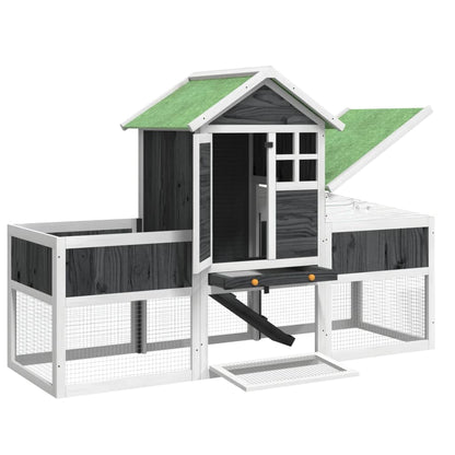 Králíkárna Šedá 170 X 63 X 113 Cm Masivní Borové Dřevo