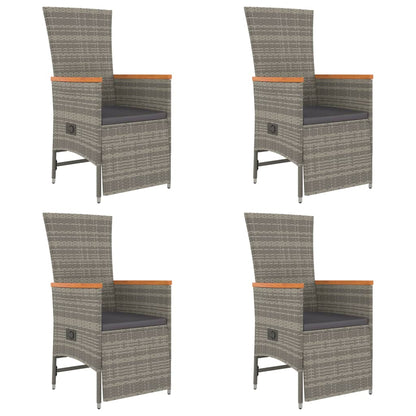 5Dílný Zahradní Jídelní Set S Poduškami Šedý Polyratan