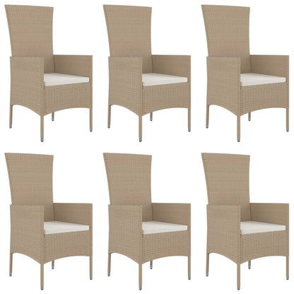 7Dílný Zahradní Jídelní Set S Poduškami Béžový Polyratan