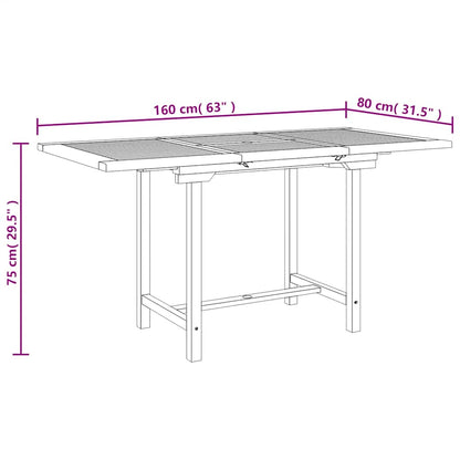 Rozkládací Zahradní Stůl 110–160X80X75 Cm Masivní Teakové Dřevo