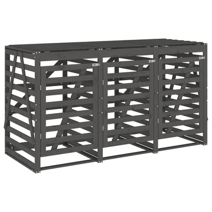 Úložný Box Na Tři Popelnice Šedý Masivní Borové Dřevo