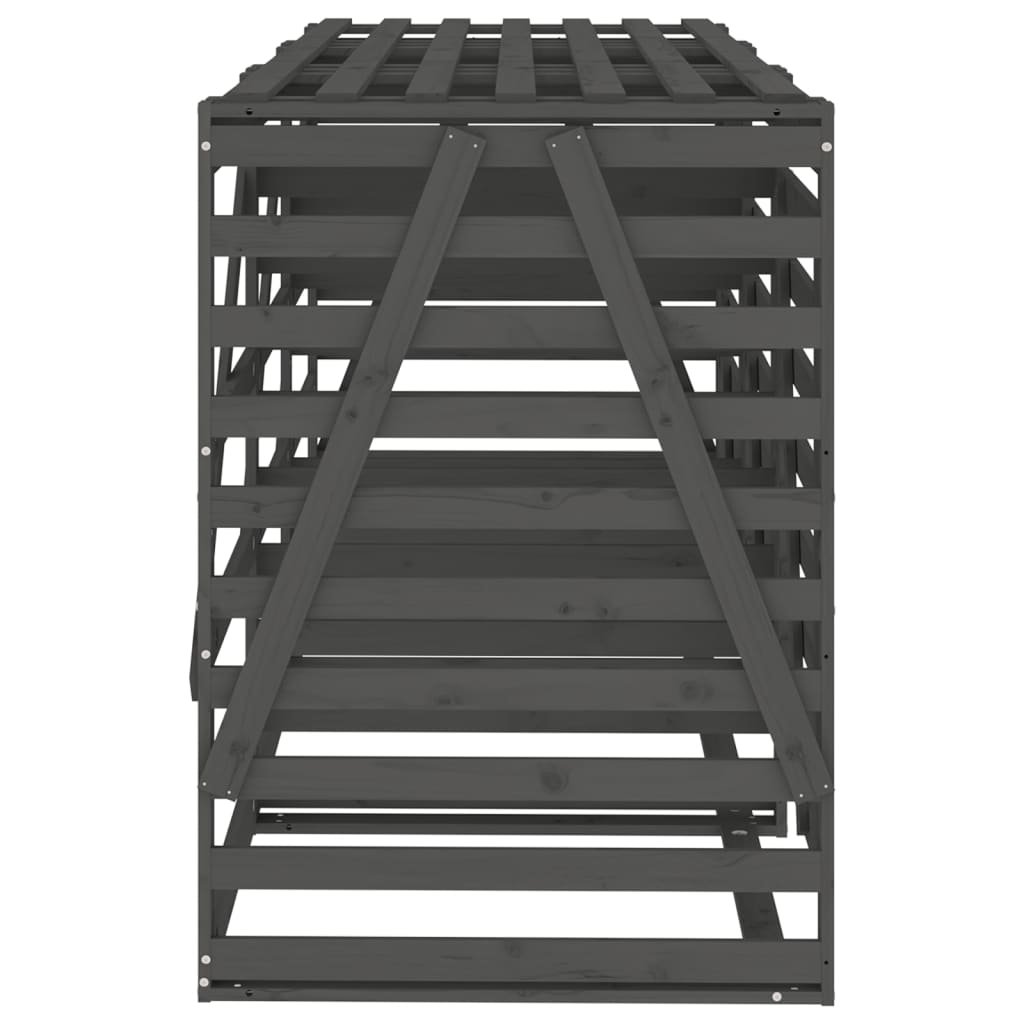 Úložný Box Na Tři Popelnice Šedý Masivní Borové Dřevo