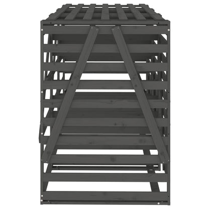 Úložný Box Na Tři Popelnice Šedý Masivní Borové Dřevo