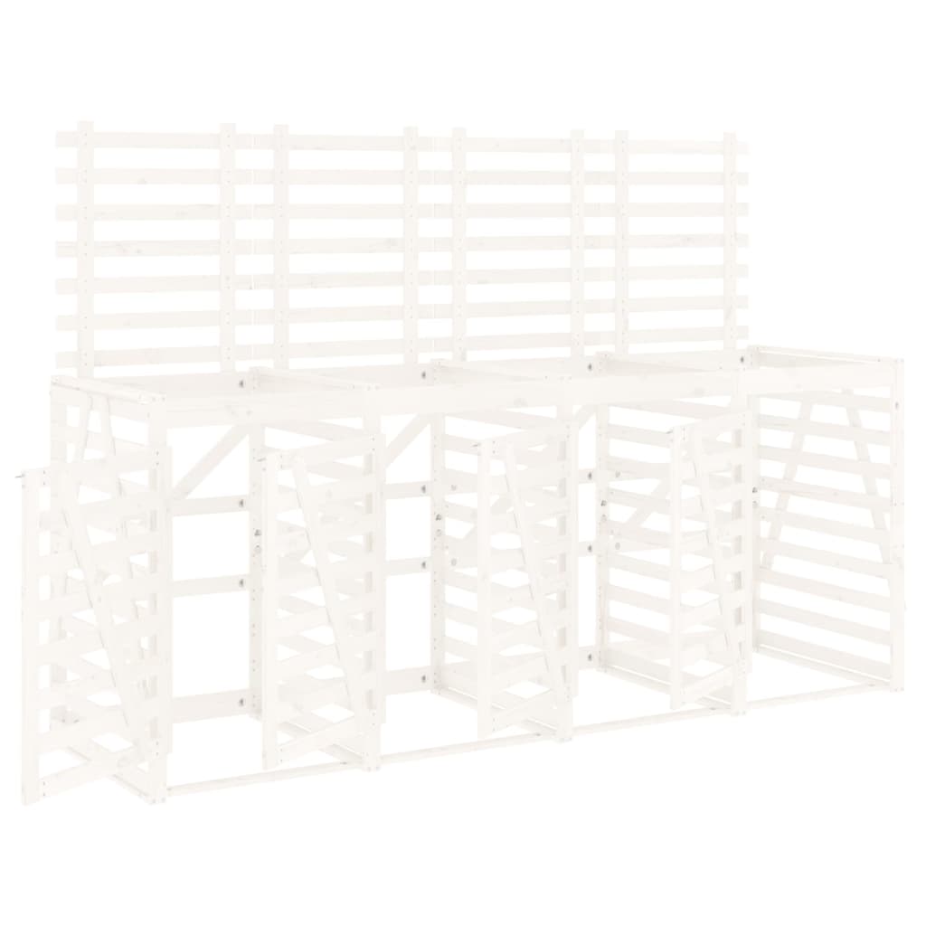 Úložný Box Na Čtyři Popelnice Bílý Masivní Borové Dřevo