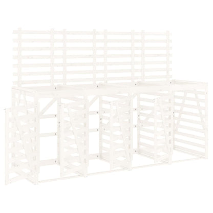 Úložný Box Na Čtyři Popelnice Bílý Masivní Borové Dřevo