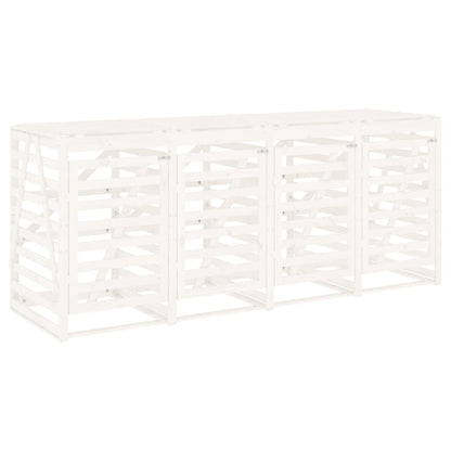 Úložný Box Na Čtyři Popelnice Bílý Masivní Borové Dřevo