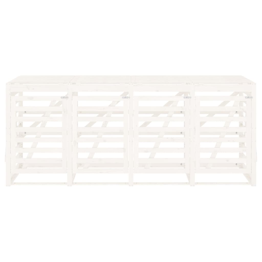 Úložný Box Na Čtyři Popelnice Bílý Masivní Borové Dřevo