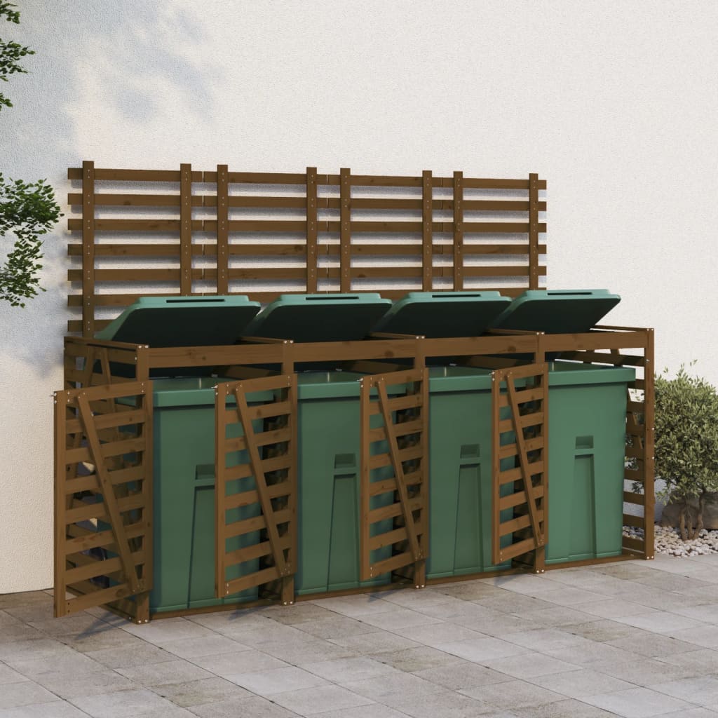 Úložný Box Na Čtyři Popelnice Masivní Borové Dřevo