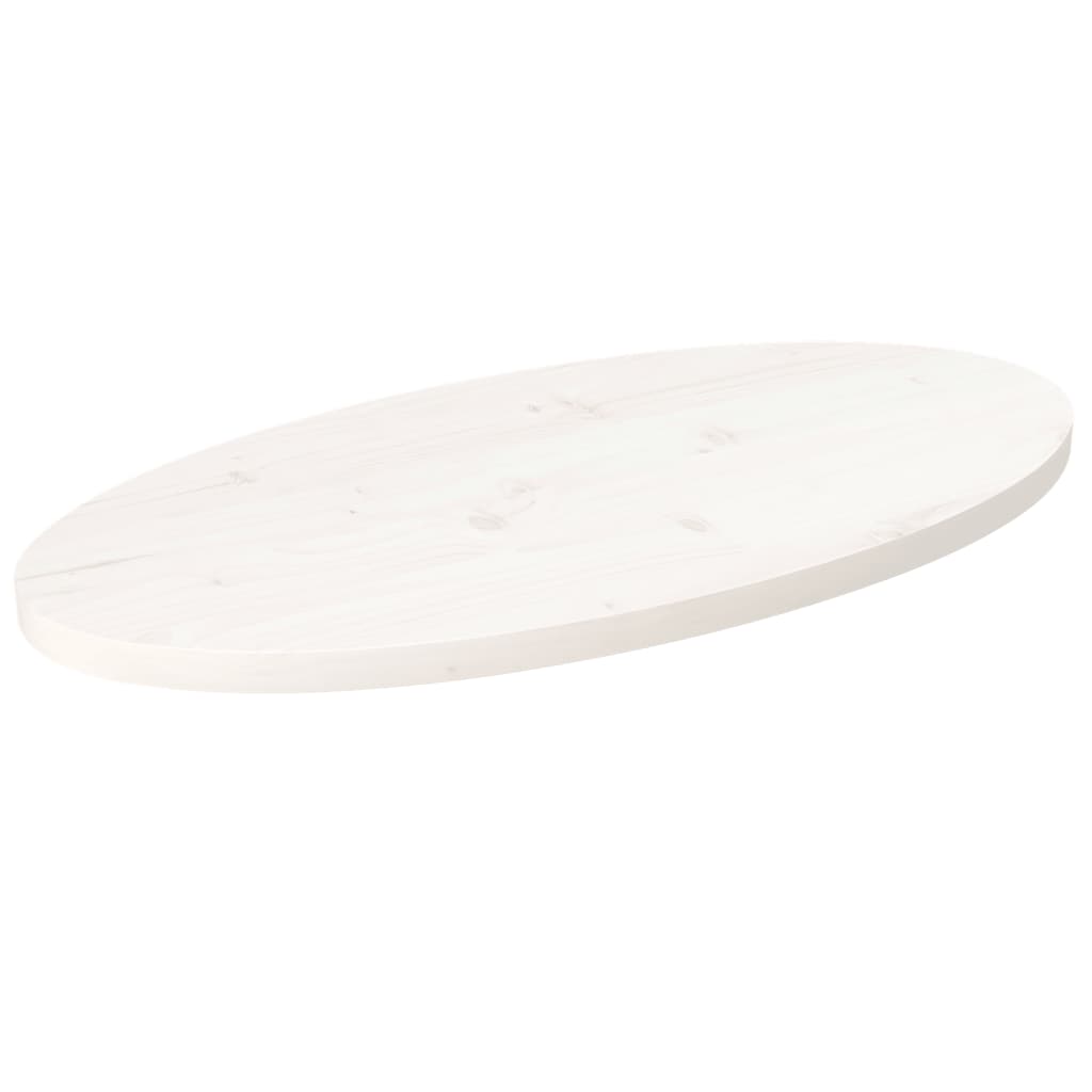 Stolní Deska Bílá 70 X 35 X 2,5 Cm Masivní Borové Dřevo Oválná