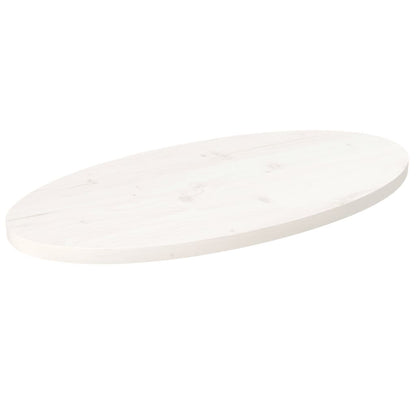 Stolní Deska Bílá 70 X 35 X 2,5 Cm Masivní Borové Dřevo Oválná