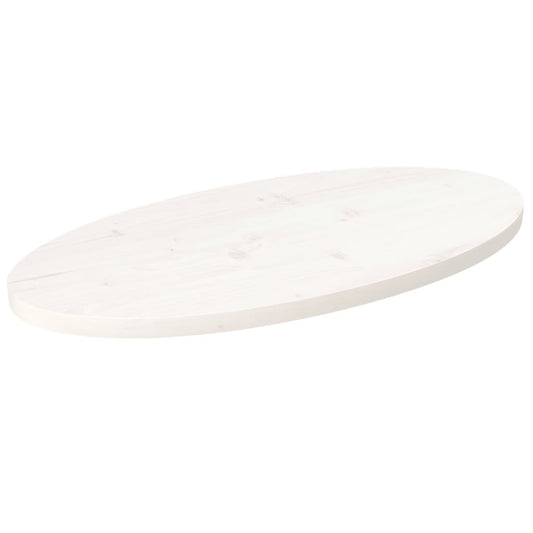 Stolní Deska Bílá 70 X 35 X 2,5 Cm Masivní Borové Dřevo Oválná